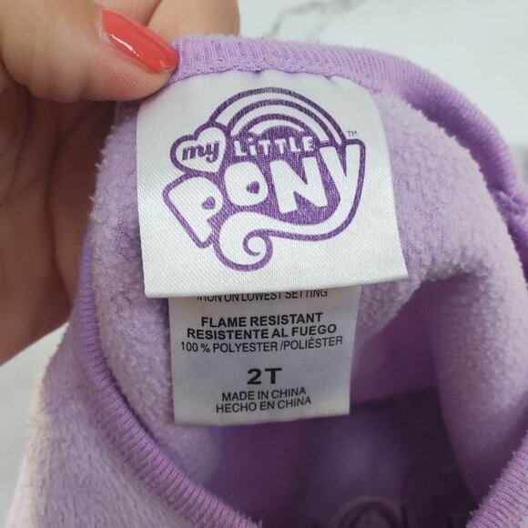 My Little Pony 2 Piece Fleece Pajama Set PJs Purple Long Sleeve Short 2T - Picture 3 of 6